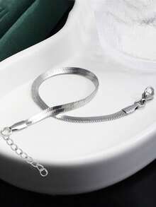 Tkool 1pc Men's Simple Hiphop Style Stainless Steel Blade Chain Bracelet - Silver - View 2