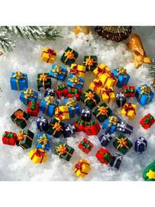 20 pezzi Decorazioni natalizie in miniatura per artigianato, Statuine natalizie in miniatura, Decorazioni natalizie per artigianato, Decorazioni per albero di Natale in miniatura, Accessori da giardino fai-da-te, Ornamenti natalizi in resina decorativa a forma di albero di Natale in scatola, Kit ciondolo fai-da-te