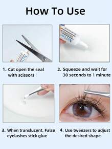 4 件套睫毛延长胶水套装，适用于单根簇状睫毛，带镊子刷睫毛杯 DIY 配件透明白色防水粘合剂化妆品工具睫毛胶，睫毛胶