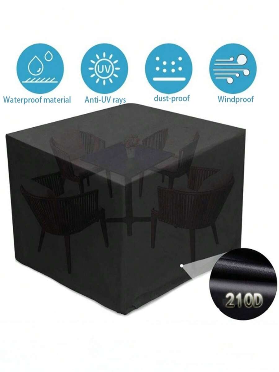 1 pieza Cubierta de mesa cuadrada, Cubierta de mesa y silla de jardín cuadrada de tela Oxford 210D de alta , Cubierta de muebles de patio impermeable y a prueba de polvo