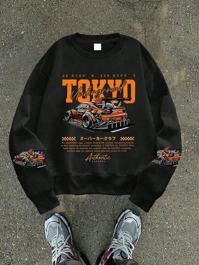 1PC Boy Racing Car-Element Hoodie, Comfortable, Spring Autumn Outdoor Gathering & Personalized Style