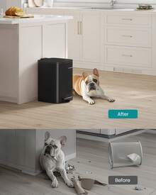 SONGMICS Cubo de basura de cocina, de 20 L (5.2 galones), cubo de basura de acero inoxidable, con cubo interior, cierre suave y se mantiene abierto - Tinta negra - Ver 3