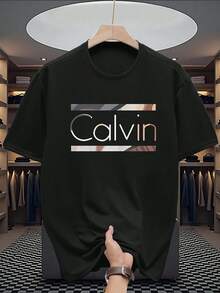 Camiseta negra de manga corta para hombres con impresiones digitales únicas, fabricada con 180 gramos de algodón puro, textura suave y cómoda, usable en todas las estaciones del año. Cuello redondo, manga corta y transpirable, ligera y fácil de usar, ideal para ocasiones cotidianas casuales, lavable a máquina. Es un regalo excelente para el Día del Padre, 100% algodón, estilo casual. - Negro - Ver 1
