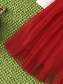 Young Girl Little Red Riding Hood Cloak Dress Set - Red - View 6