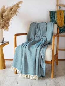 Made In Turkey – Sofa & Couch Cover | 180x210 Cm | Cotton-Polyester Blend | Striped Design - Blue - View 1