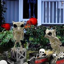 Realistic Plastic Owl Skull Halloween Decorations, Owl Skull Skeleton Bone Props, Animal Bones Skeleton For Haunted House, Graveyard, Halloween Party Decor, Educational Skeleton Props