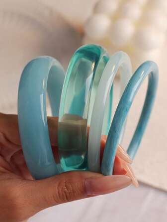 4pcs Elegant Retro Bracelet Set, Fashion Simple Design, Suitable For Casual Wear, Women's Fashion Jewelry, Acrylic, No Electroplating, No Inlay, Suitable For Daily And Party Occasions All Year Round