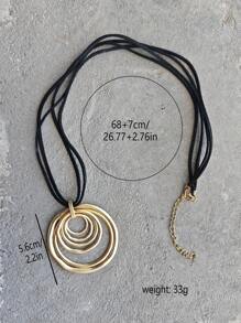 1件简约扭纹圆环吊坠项链，高端精品串珠颈链，男女皆宜情侣项链，金色配饰，适合日常/约会穿搭，送给女朋友/男朋友的礼物