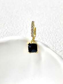 1 Pair Luxury Retro High-End Black Zirconia Clip-On Earrings, Suitable For Women's Daily Wear (Random Number Of Diamonds) - Yellow Gold - View 2