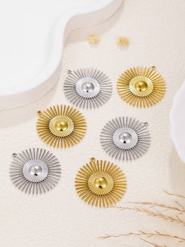 3pcs Titanium Steel Vacuum Electroplated Vintage Moon & Sun Pendant, Suitable For DIY Pendant, Earrings, Bracelet, Accessories