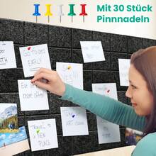 6 Stück Filz Pinnwand mit 30 Pinnnadeln Selbstklebende Filzboard 30x30cm Wandtafel Bulletin Board Wanddekoration für Büro, Zuhause, Schule, Flur, Küchenwand