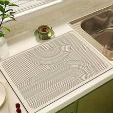 1pc Minimalist Dish Drying Mat, Concentrated Coffee Machine Countertop Absorbent Pad, Bathroom Vanity Drainage Mat, Soft Faucet Absorbent Pad, Bathroom Vanity Cup Mat, Kitchen Accessory, Bathroom Accessory - Multicolor - View 12
