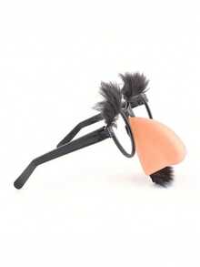 2pcs/1pc Funny Retro Black & White Mustache Plastic Nose Glasses, Birthday Party Magician Prank Masquerade Decorations - Multicolor - View 4