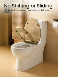 Wood Effect Toilet Seat Soft Close MDF Veneer With Quick Release Hinges Easy To Clean And Install Universal Fit Oval Design For Modern Bathroom - Oak - View 5