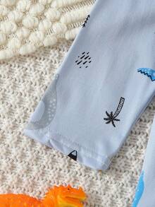 2pcs/Set Kids Boys Dinosaur Print Long Sleeve Pajama Set, Thin Base Layer Sleepwear For Children Aged 4-12 Years Old, Autumn/Winter - Multicolor - View 4