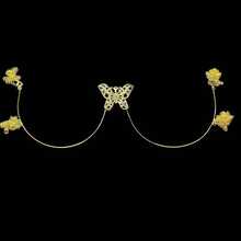 1 件金色新款性感派对蝴蝶紧身胸衣身体链，水钻装饰胸罩链，时尚夜总会风格女士