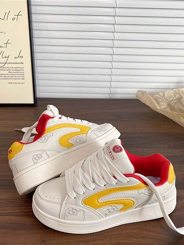 1 Pair Teenage Girls' Fashion Casual Soft Sole Non-Slip Sports Shoes, Versatile