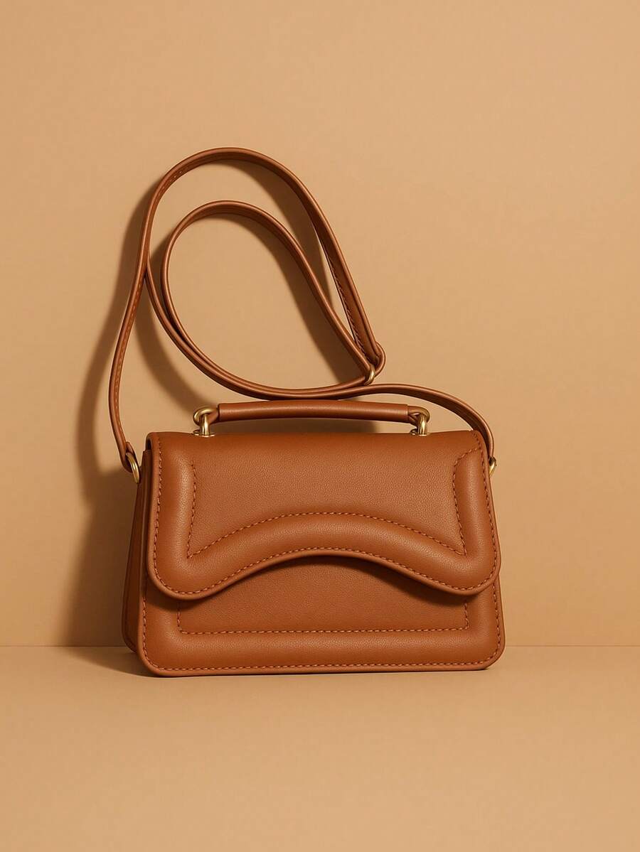 Femina Vega Metallic Metal Bag With Hand Strap And Shoulder Strap - Brown - View 1