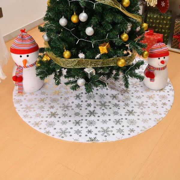 Gonna per albero di Natale con motivo fiocco di neve, colori oro, argento e bianco, decorazione per albero di Natale, ottimo regalo per Natale, inverno, compleanni e lauree