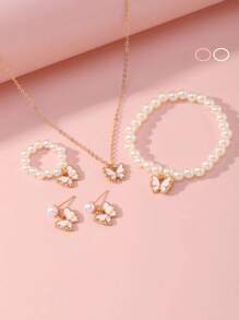 6件套优雅时尚方形和心形LED数字手表，搭配珍珠蝴蝶项链、手链、戒指和耳环首饰套装，是送给女孩参加派对、庆祝活动、旅行、返校、圣诞节、万圣节以及送给朋友和家人的完美礼物。 - 彩色 - 查看 9