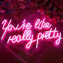 You're Like Really Pretty Neon Signs For Wall Decor, Pink Led Sign, Letter Neon Light Sign With USB Powered For Girls Room, Wedding, Engagement Party, Livingroom Beauty Shop Decoration Romantic Neon Light - 粉色 - 查看 2