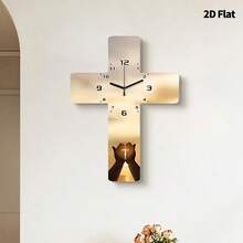 2D Flat, 1pc Pray For Faith Decorative Wall Clock, Super Silent Quartz Movement, No Ticking Sound, Decorative Clock For Living Room, Bedroom, Office, Kitchen And Cafe, Perfect For Christmas, New Year, Valentine's Day Gifts - Multicolor - View 5