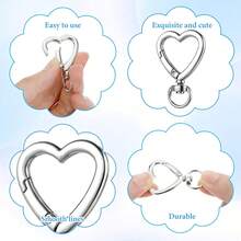 8pcs Heart Shaped Keychain Hooks, Metal Heart Rotating Spring Clip Keychain Hooks For DIY Creative Keychains, Cute Keychain Clips For Wristlet, Card Holders And Photo Keychains - Heart-shaped Buckle + Spring Ring - View 3