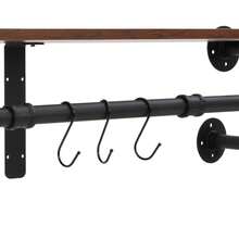 kangten Wall Coat Rack With Floating Shelf, Wall Mounted Clothes Shelf, Kitchen Shelf With Four Bases - Black - View 4