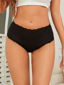 6条装舒适可爱蕾丝拼接棉质女士内裤 - 彩色 - 查看 2