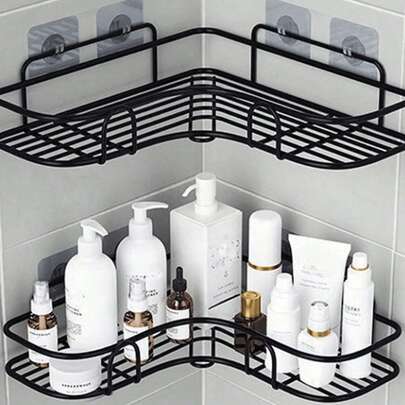 1 件浴室置物架，淋浴收纳架，三角形壁挂式整理架，适用于浴室和厨房，无需钻孔
