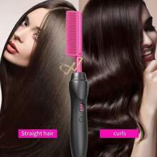 2 In 1 Electric Hot Heating Comb Hair Straightener Curler Wet Dry Hair Iron Straightening Brush Hair Styling Tool