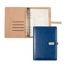 A5 Binder Organizer - Unisex Business Planner - PU Leather Journal -6 Ring Binder Refillable Diary Notepads, Travel Organizer Agenda For Men Women - Blue-671080 - 藍色 - 查看 2