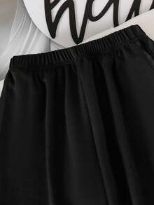 青少年女孩卡通印花圆领运动衫和运动裤套装 - 白色 - 查看 5