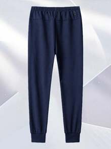 Men's Elastic Waist Sweatpants, Thin Breathable Casual Pants For Autumn/Winter - Blue - View 4