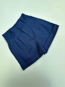 Women's Twill Shorts With Elastic At The Back. (Model With Twill Fabric That Does Not Mark) Simple Pocket - Màu xanh hải quân - Xem 2
