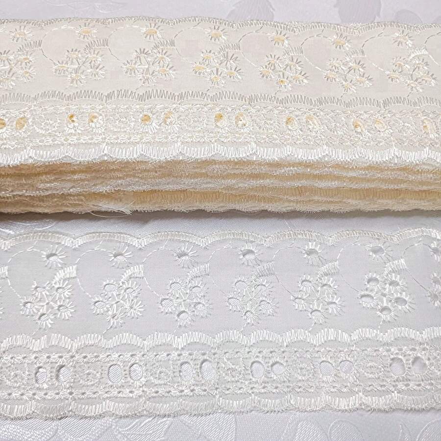 English Embroidery With 6.5cm Ribbon, 13.70 Meters Embroidered Strip - Rượu sâm banh - Xem 1