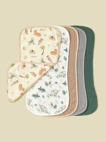 5pcs/Pack Cotton Muslin Bibs For Baby Boys Girls, Floral & Whale Print Burp Cloths, Soft & Versatile - Multicolor - View 3