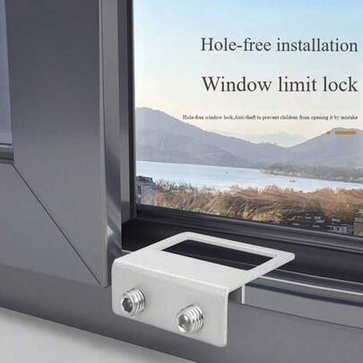 Tope de ventana ajustable, cerradura de ventana para ventanas corredizas y ventanas abatibles, sistema de bloqueo de ventana para adicional / Blanco, paquete de 2