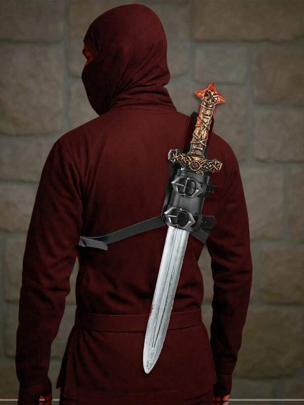 1PC Medieval PU Leather Belt Sword Katana Sheath Holster Medieval Men Larp Weapon Armor Pirate Knight Samurai Accessory For Rapier Holder For Men&Women Halloween