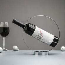 Nrodic Vintage Round Wine Holder Metal Grape Wine Display Rack Bar Chic Champagne Rack Desktop Decor - Multicolor - View 4