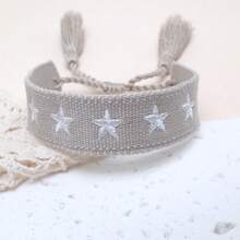 1pc Star Decor Handmade Braided Bracelet, Creative Embroidery Design, Suitable For Party, Beach, Travel, Gift For Friends, Family, Classmates - Grey - View 2