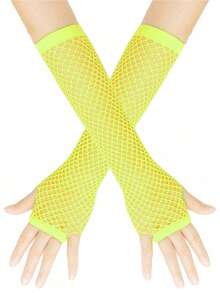 1 双女式长款露指渔网手套，80 年代派对装饰，新年派对装饰 - 查看 9