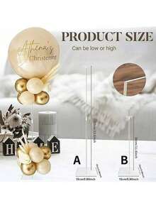 Balloon Stands For Table, Clear Acrylic Balloon Sticks With Base For Table Centerpieces, Balloons Stand Kit For Birthday Party & Bridal Shower Graduation Wedding Decor - Transparent - View 3