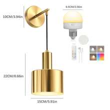 Battery Powered Wall Light, One Set, Gold/Black Wireless Charging Wall Light, With Adjustable Bulb And Remote Control, RGB Wall Light, Suitable For Bedrooms, Living Rooms, Corridors