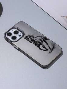 Horse Pattern Print Phone Case Compatible With IPhone & Galaxy - 黑色 - 查看 6