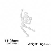 1 pieza Esqueleto bailarín minimalista de acero inoxidable, colgante de araña y murciélago, accesorio creativo con diseño de Halloween adecuado para collar, pulsera, llavero, aretes, accesorios hechos a mano DIY