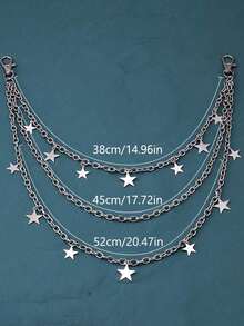 1pc Unisex Punk Style Fashion Waist Chain, Double Layer Pants Chain, Unique Metal Double Layer Chain, Hip Hop Skirt Accessory Pants Chain Summer, School - 銀色 - 查看 5