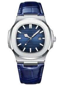 1pc Men's Silver Strap Fashionable Casual Business Bar Scale With Calendar Function Dial Quartz Watch For Daily Wear Or Holiday Gifts