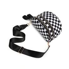 Classic Checkered Design Crossbody Bag–Matches Diverse Styles For Outings, Commutes & Leisure Time  Ample Space For Daily Errands, Casual Outings & Travel Adventures - 黑白格子 - 查看 4