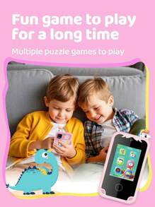 儿童电话,适合女孩和男孩的玩具,儿童智能手机玩具生日礼物,适合 2、3、5、7、8、10 岁幼儿,益智学习玩具,配备 2.8 英寸触摸屏、音乐播放器、相机、游戏、睡前故事播放、9600W 双摄像头、有趣的涂鸦和音乐游戏 - 彩色 - 查看 9